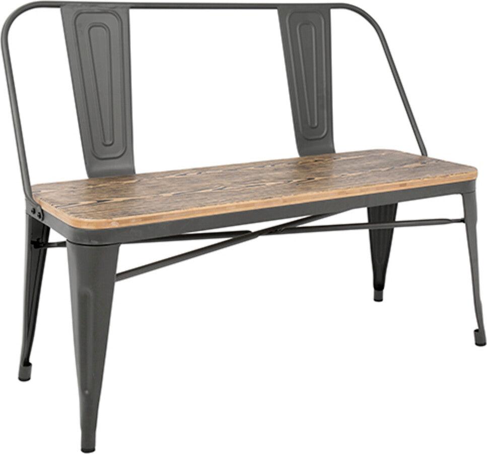 Lumisource Benches - Oregon Industrial-Farmhouse Bench in Grey and Brown