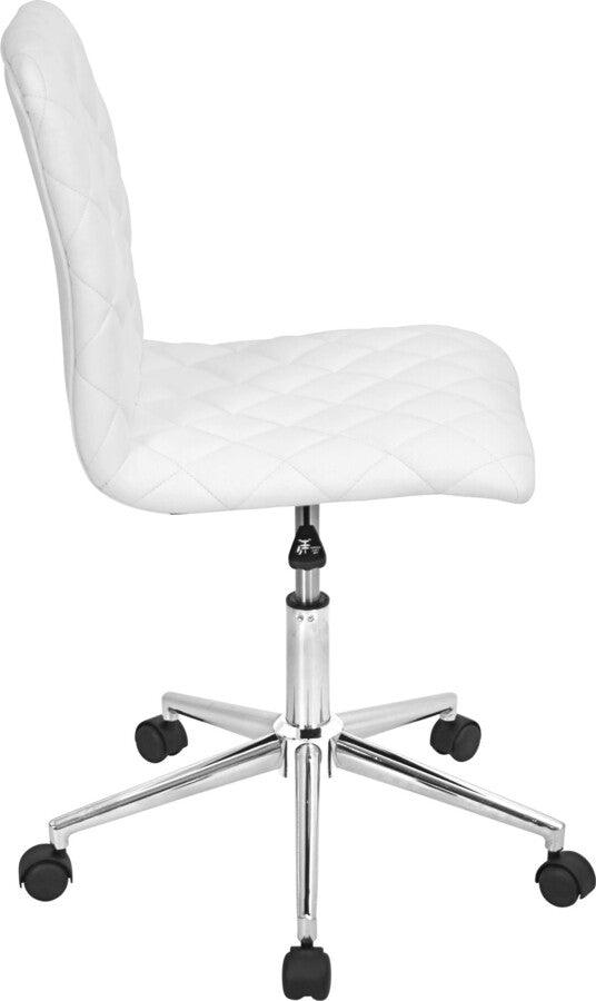 Lumisource Task Chairs - Caviar Contemporary Adjustable Office Chair in White Faux Leather