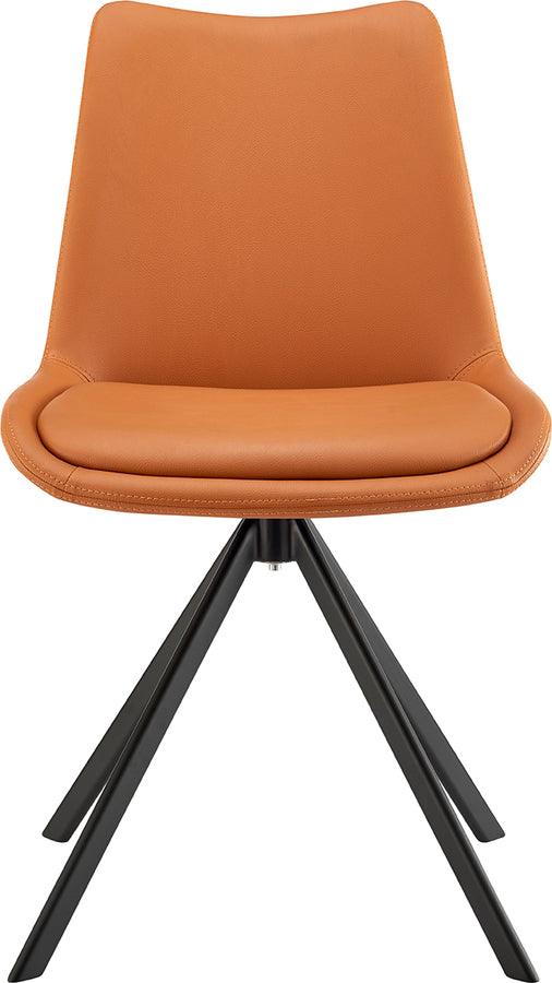 Vind Swivel Side Chair in Cognac Leatherette with Black Steel Legs