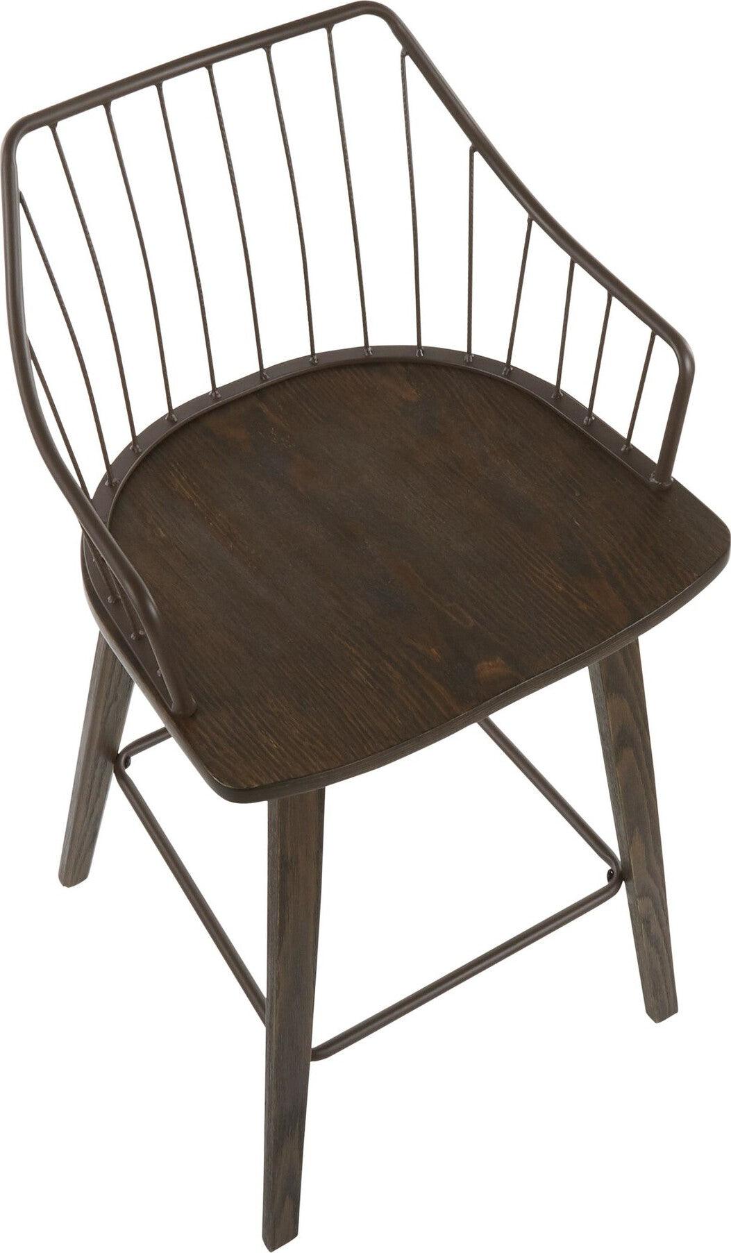 Lumisource Barstools - Winston Counter Stool Dark Walnut & Brown
