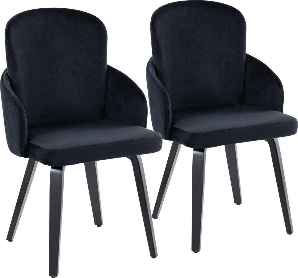 Lumisource Dining Chairs - Dahlia Contemporary Dining Chair In Black Wood & Black Velvet With Gold Accent (Set of 2)