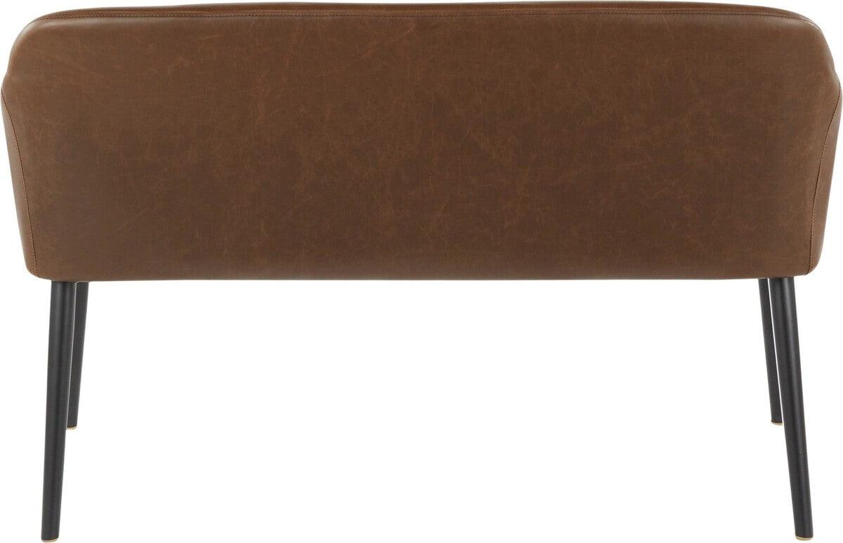 Lumisource Benches - Shelton Contemporary Bench in Black Metal Legs and Espresso Faux Leather