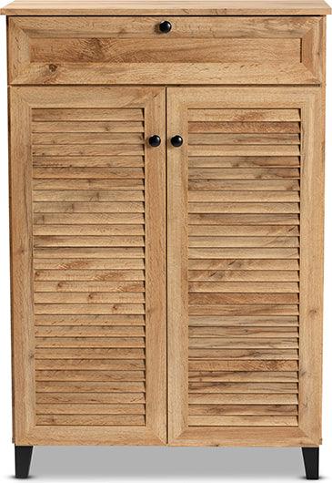 Wholesale Interiors Shoe Storage - Coolidge Oak Brown Finished Wood 5-Shelf Shoe Storage Cabinet