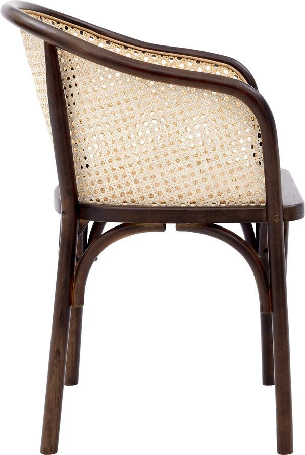 Euro Style Dining Chairs - Elsy Armchair in Walnut with Natural Rattan Seat