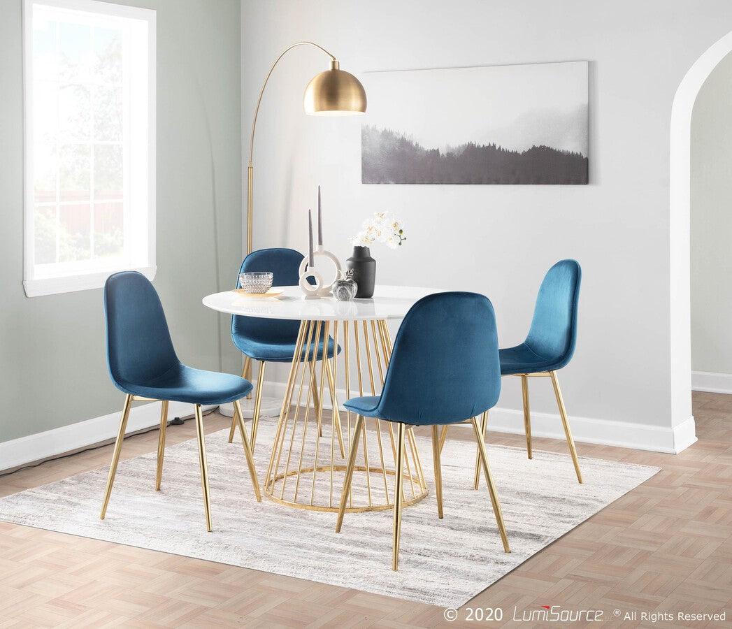 Lumisource Living Room Sets - Pebble Chair 35" Gold Steel & Blue Velvet (Set of 2)