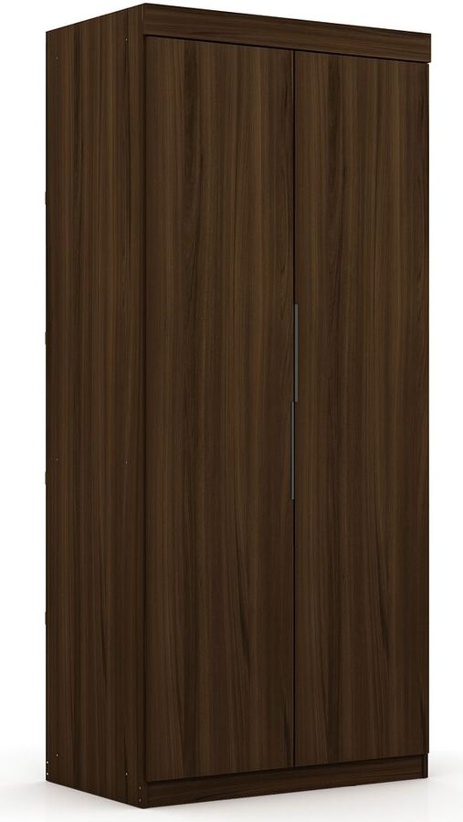 Manhattan Comfort Cabinets & Wardrobes - Mulberry 2.0 Sectional Modern Armoire Wardrobe Closet with 2 Drawers in Brown