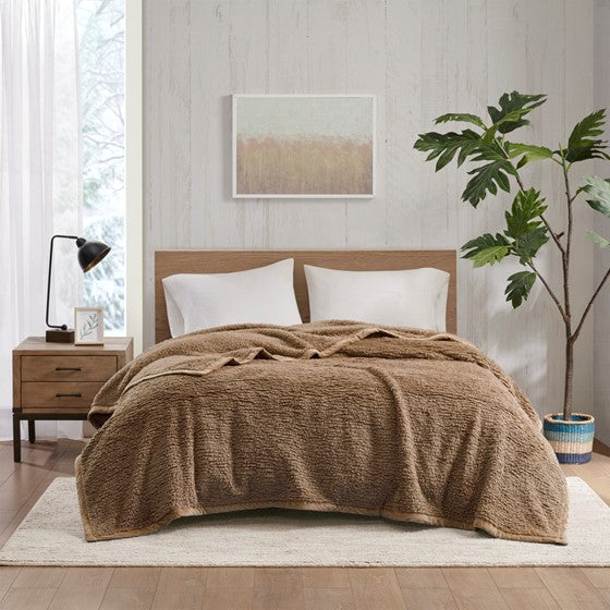 Olliix.com Comforters & Blankets - Berber Blanket Brown Twin