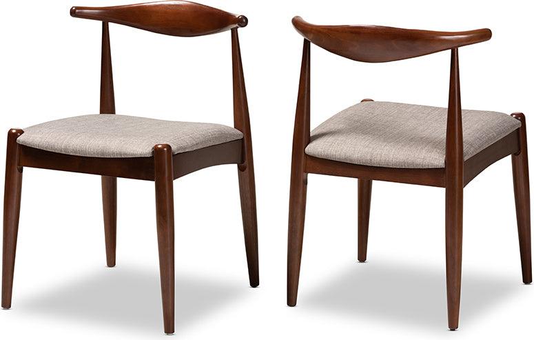 Wholesale Interiors Dining Chairs - Amato Light Gray Fabric Walnut Finished Wood Dining Chair Set of 2