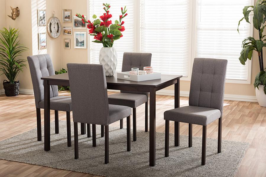 Wholesale Interiors Dining Sets - Andrew Contemporary 5-Piece Grey Fabric Upholstered Grid-tufting Dining Set