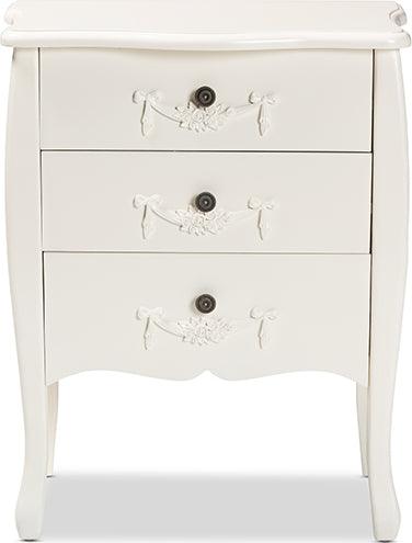 Wholesale Interiors Buffets & Cabinets - Eliya Classic and Traditional White Finished Wood 3-Drawer Storage Cabinet