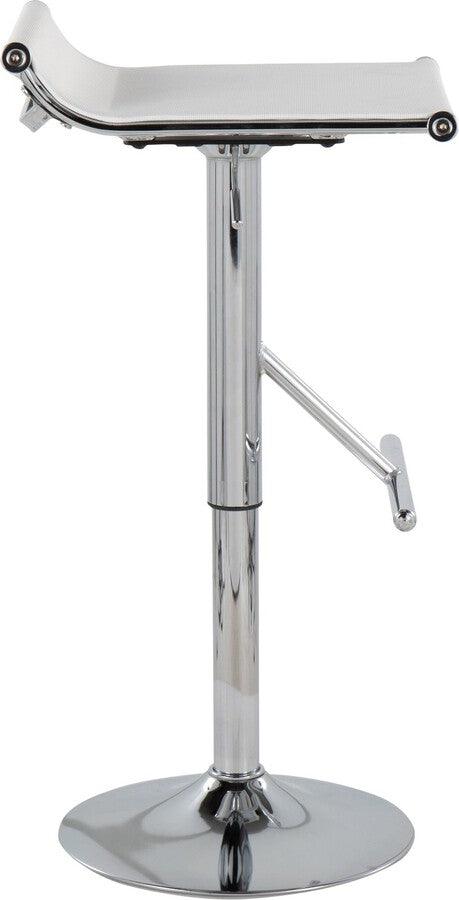 Lumisource Barstools - Mirage Ale Adjustable Bar Stool In Chrome & White Mesh