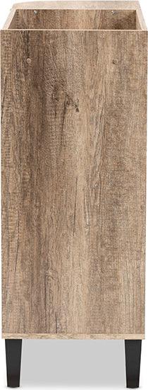 Wholesale Interiors Shoe Storage - Wales Contemporary Rustic Oak Wood 2-Door Shoe Storage Cabinet with Open Shelves