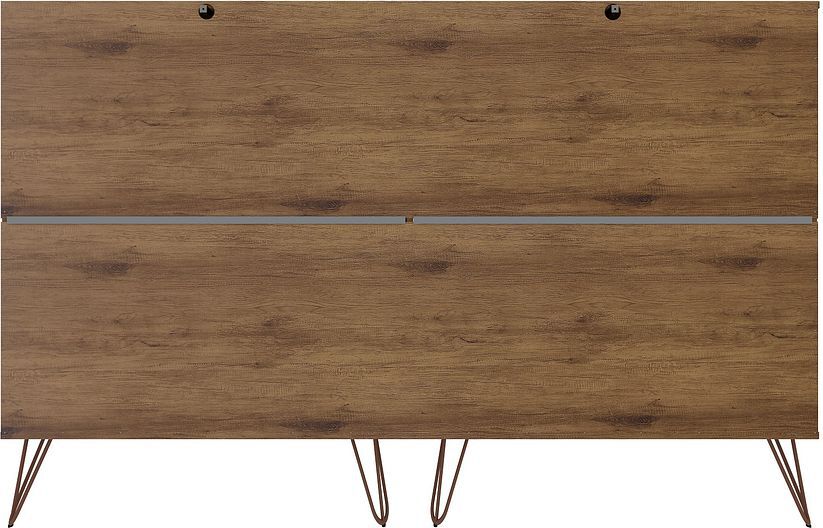 Manhattan Comfort Dressers - Rockefeller 10-Drawer Double Tall Dresser with Metal Legs in Nature & Textured Gray
