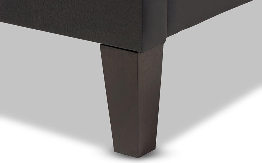Wholesale Interiors Beds - Lancashire Black Faux Leather Upholstered Full Size Bed Frame With Tapered Legs