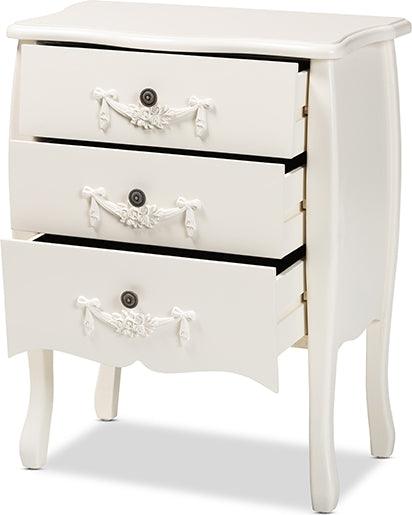 Wholesale Interiors Buffets & Cabinets - Eliya Classic and Traditional White Finished Wood 3-Drawer Storage Cabinet