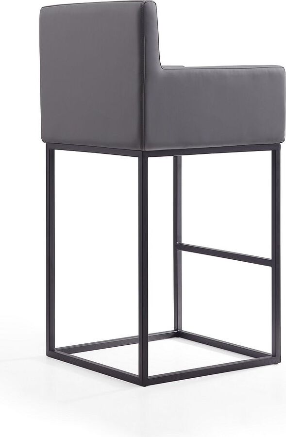 Manhattan Comfort Barstools - Ambassador 42 in. Grey and Black Metal Barstool (Set of 3)