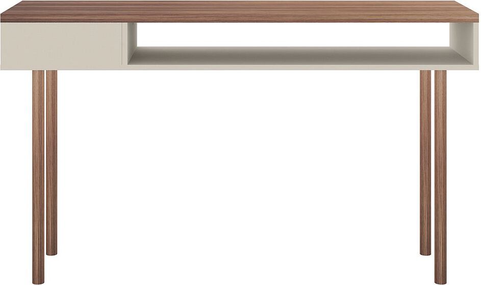 Manhattan Comfort Consoles - Windsor 47.24 Modern Console Accent Table Entryway with 2 Shelves in Off White and Nature