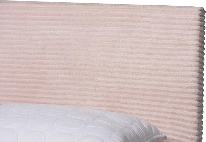 Wholesale Interiors Beds - Abberton Modern and Contemporary Light Pink Velvet and Gold Metal Queen Size Panel Bed