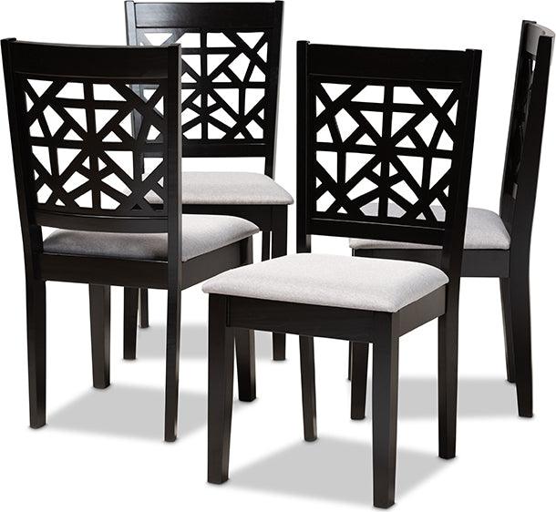 Wholesale Interiors Dining Chairs - Jackson Grey Fabric Upholstered And Espresso Brown Finished Wood 4-Piece Dining Chair Set
