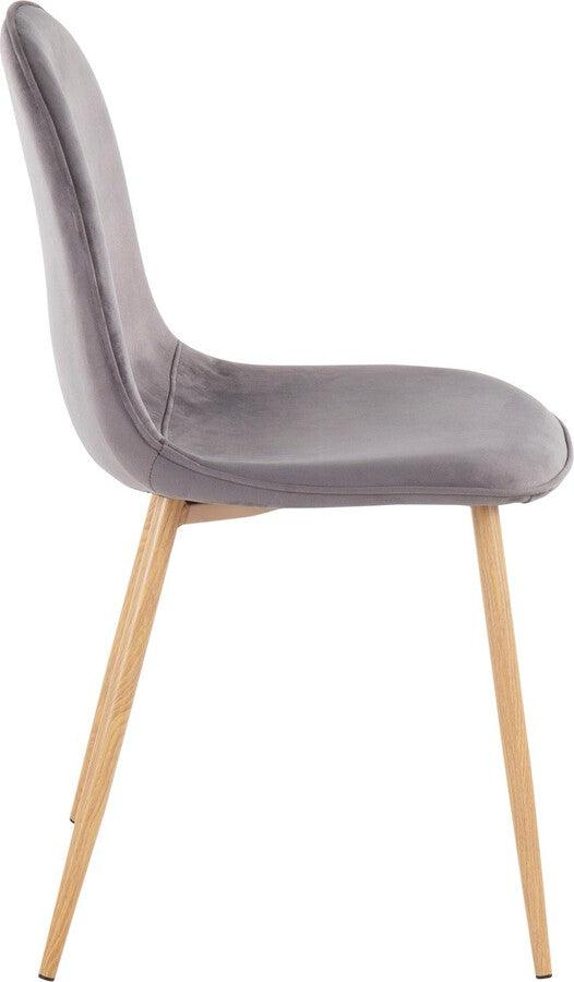 Lumisource Accent Chairs - Pebble Contemporary Chair In Natural Wood Metal & Grey Velvet (Set of 2)