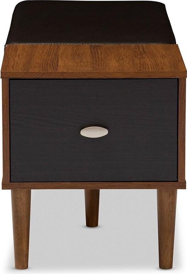 Wholesale Interiors Shoe Storage - Merrick Storage Bench Shoe Rack Cabinet Oak & Dark Brown