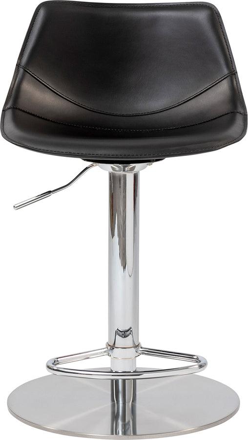 Euro Style Barstools - Rudy Adjustable Swivel Bar/Counter Stool in Black with Brushed Stainless Steel Base