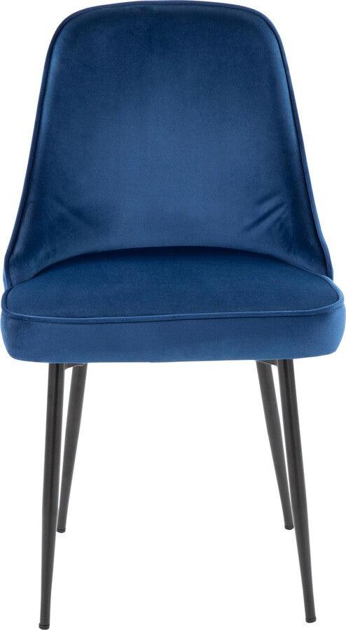 Lumisource Dining Chairs - Marcel Contemporary Dining Chair With Black Frame & Navy Blue Velvet Fabric (Set of 2)