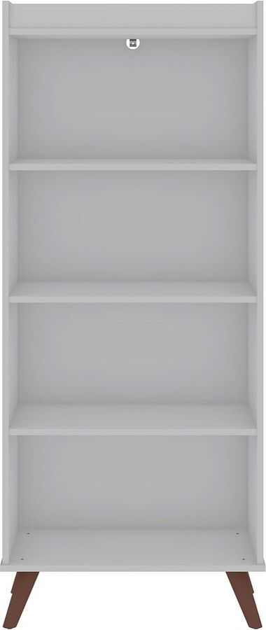 Manhattan Comfort Bookcases & Display Units - Hampton 4-Tier Bookcase with Solid Wood Legs in White