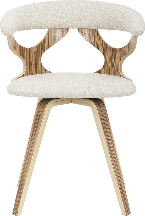 Lumisource Dining Chairs - Gardenia Mid-Century Modern Dining/accent Chair with Swivel in Zebra Wood & Cream Fabric