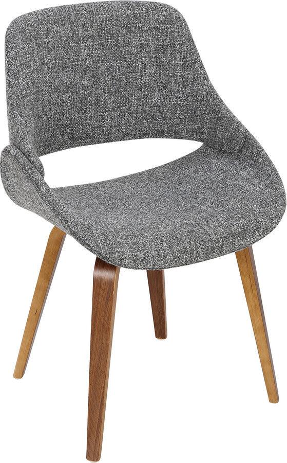 Lumisource Dining Chairs - Fabrico Mid-Century Modern Dining/Accent Chair in Walnut and Grey Noise Fabric - Set of 2