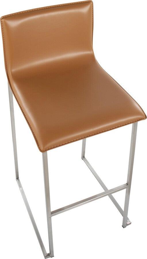 Lumisource Barstools - Mara Barstool In Stainless Steel & Camel Faux Leather (Set of 2)