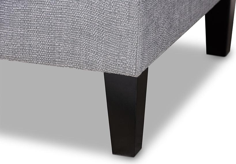Wholesale Interiors Accent Chairs - Florent Modern and Contemporary Grey Fabric Upholstered Black Finished Chaise Lounge