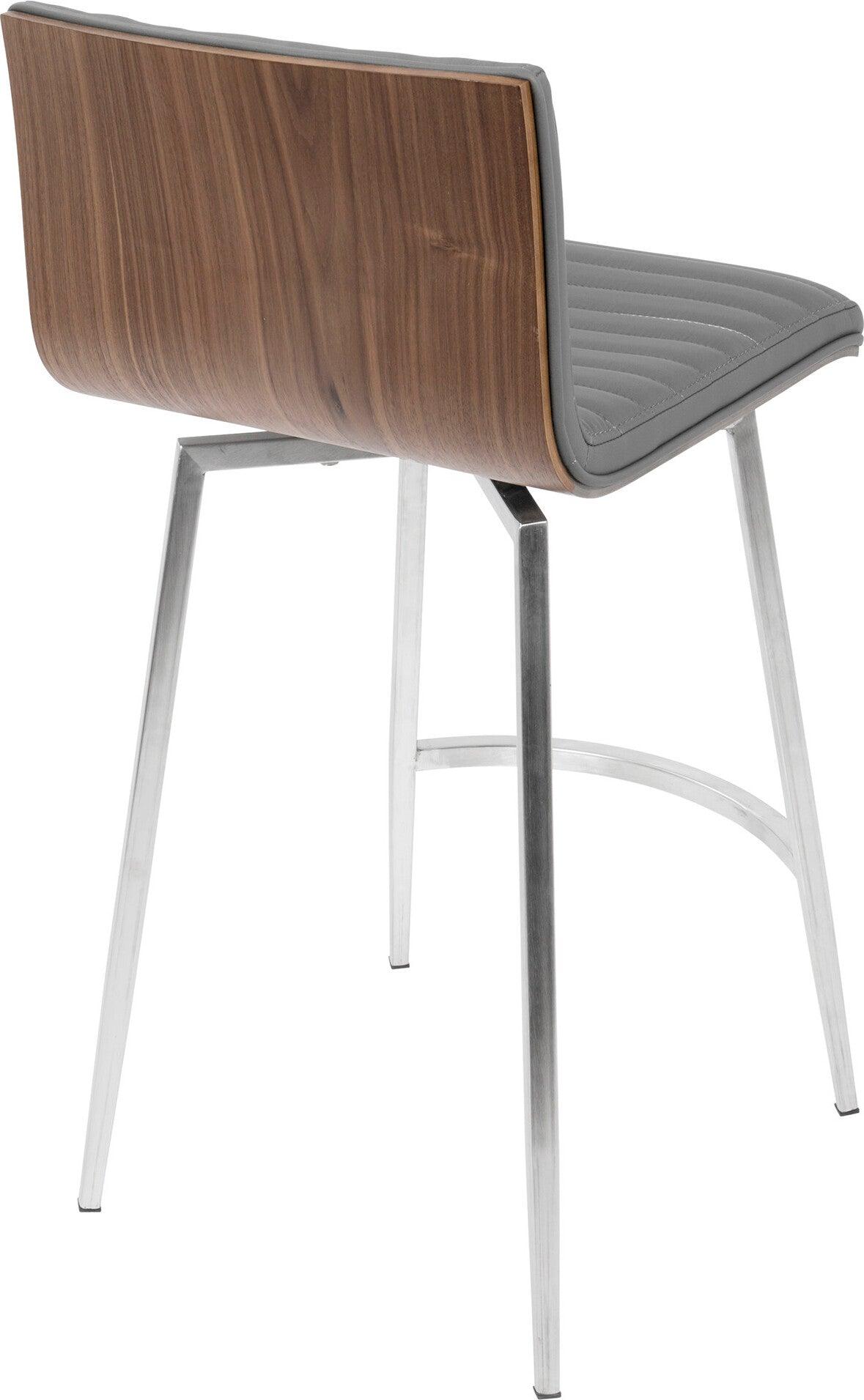 Lumisource Barstools - Mason Swivel Counter Stool Walnut & Gray (Set of 2)