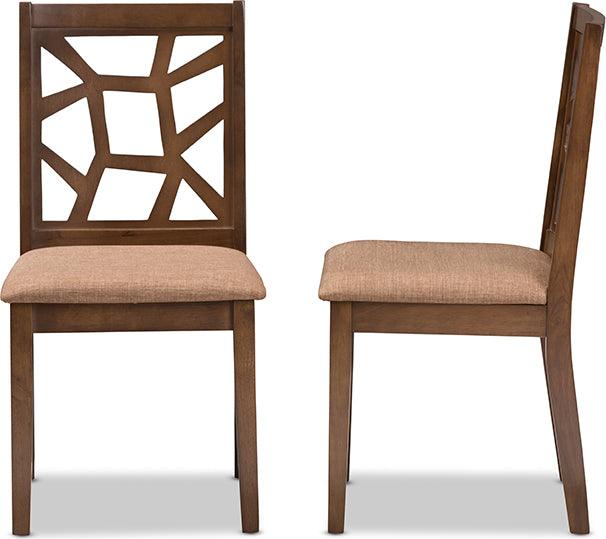 Wholesale Interiors Dining Chairs - Abilene Mid-Century Brown Fabric Upholstered and Brown Dining Chair (Set of 2)