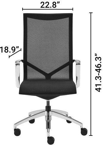Euro Style Task Chairs - Tertu High Back Office Chair Black