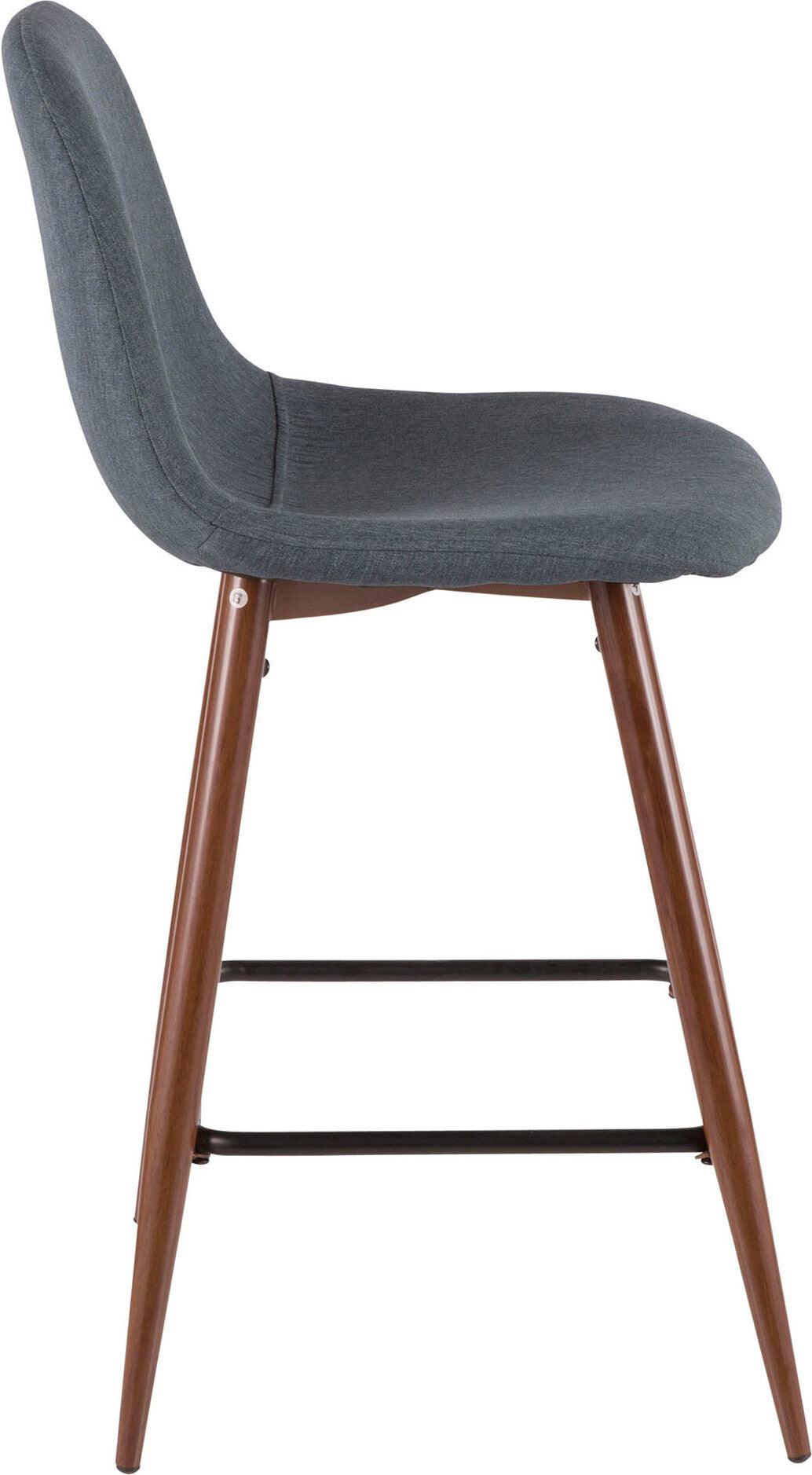 Lumisource Barstools - Pebble Counter Stool Walnut & Blue (Set of 2)