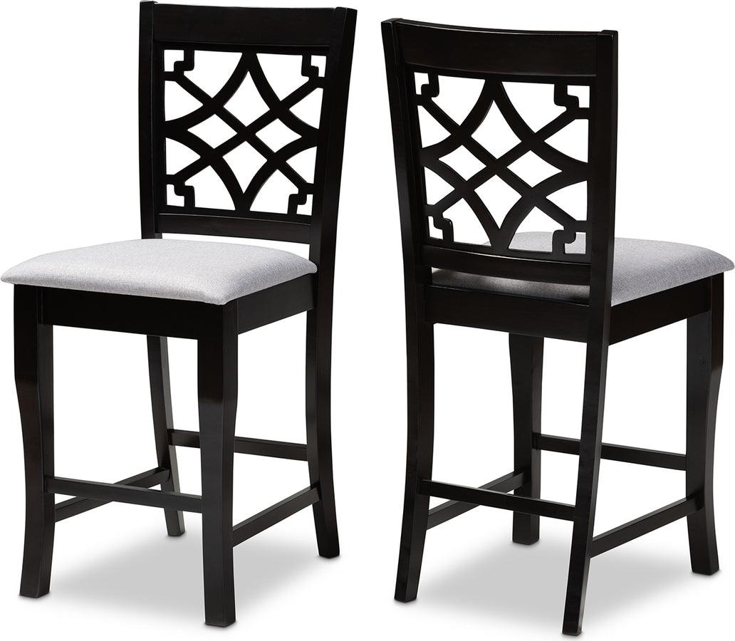 Wholesale Interiors Barstools - Nisa Grey Fabric Upholstered Espresso Brown Finished 2-Piece W (Set of 2)