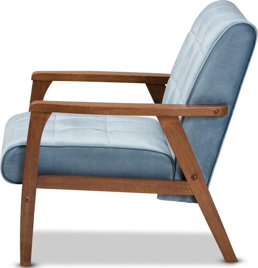 Wholesale Interiors Accent Chairs - Asta Armchair Light Blue & Walnut