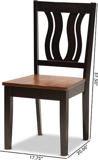 Wholesale Interiors Dining Chairs - Fenton Contemporary Two-Tone Brown and Walnut Brown Wood 2-Piece Dining Chair Set