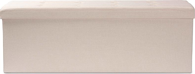 Wholesale Interiors Ottomans & Stools - Haide Modern and Contemporary Beige Fabric Upholstered Storage Ottoman
