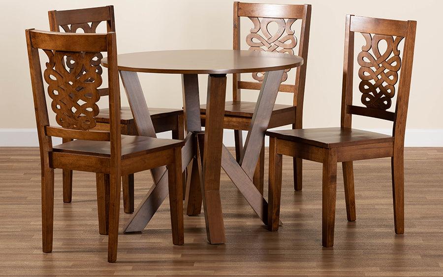 Wholesale Interiors Dining Sets - Valda Walnut Brown Finished Wood 5-Piece Dining Set