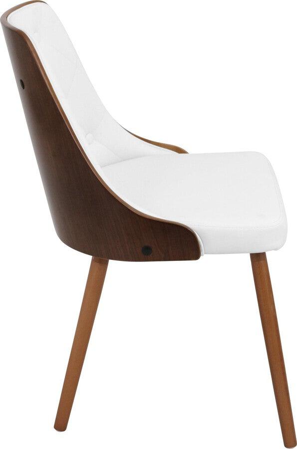 Lumisource Dining Chairs - Gianna Mid-Century Modern Dining/Accent Chair in Walnut with White Faux Leather