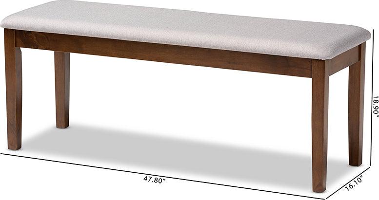 Wholesale Interiors Benches - Teresa Contemporary Transitional Grey Fabric and Brown Finished Wood Dining Bench