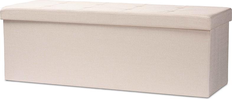 Wholesale Interiors Ottomans & Stools - Haide Modern and Contemporary Beige Fabric Upholstered Storage Ottoman