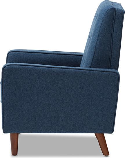 Wholesale Interiors Accent Chairs - Mathias Mid-century Modern Blue Fabric Upholstered Lounge Chair