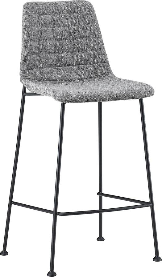 Euro Style Barstools - Elma-C Counter Stool In Light Gray Fabric with Matte Black Frame and Legs - Set Of 2