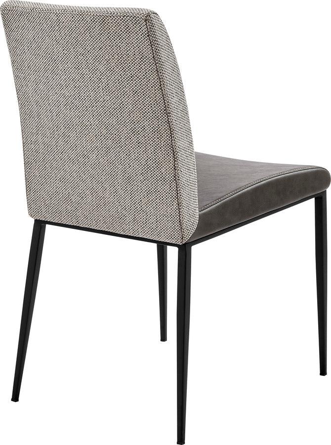 Euro Style Dining Chairs - Rasmus Side Chair with Dark Gray Leatherette and Light Gray Fabric with Matte Black Legs - Set of 2