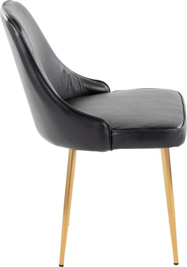Lumisource Dining Chairs - Marcel Contemporary/Glam Dining Chair With Gold Frame & Black Faux Leather (Set of 2)
