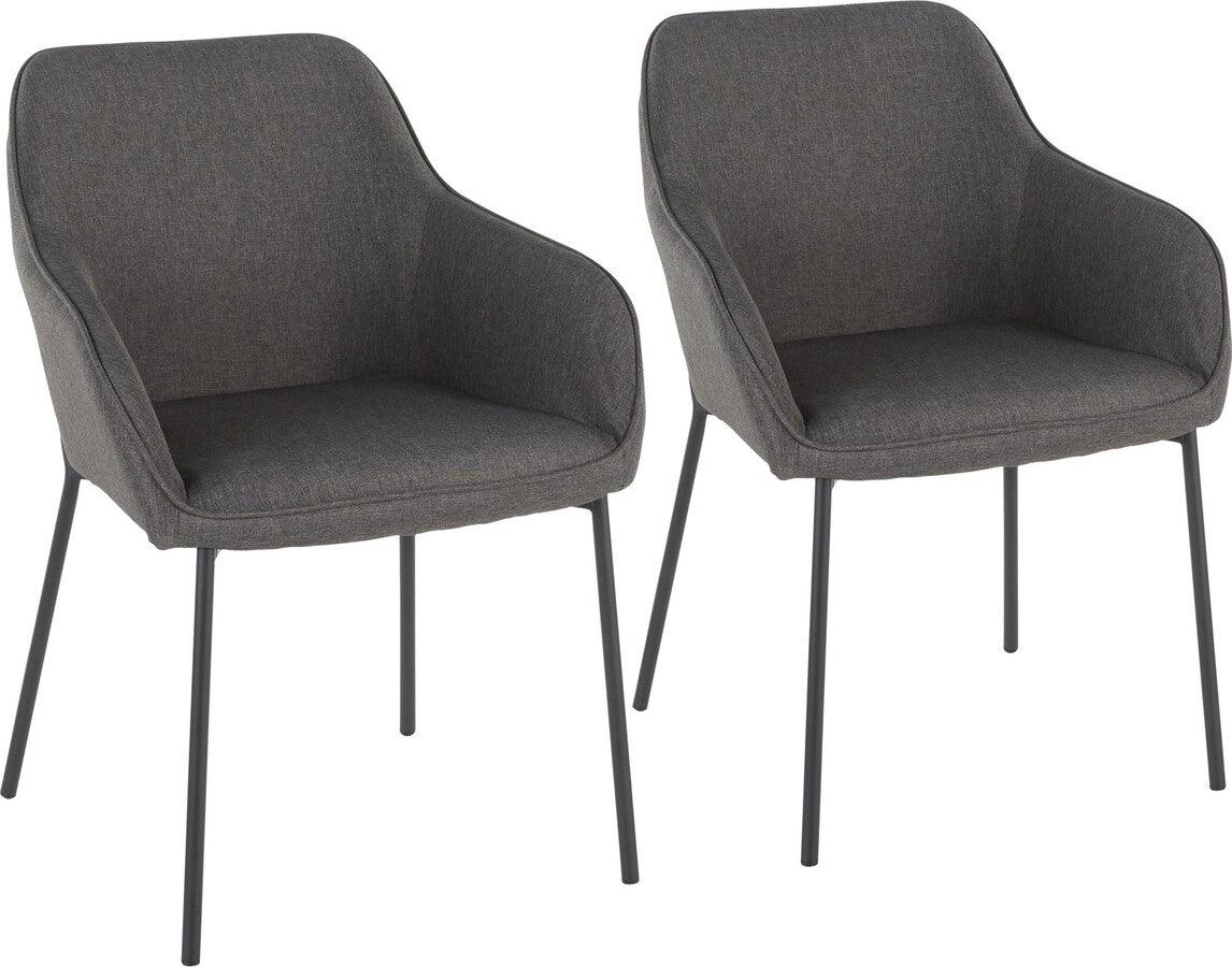 Lumisource Dining Chairs - Daniella Contemporary Dining Chair in Black Metal and Charcoal Fabric - Set of 2