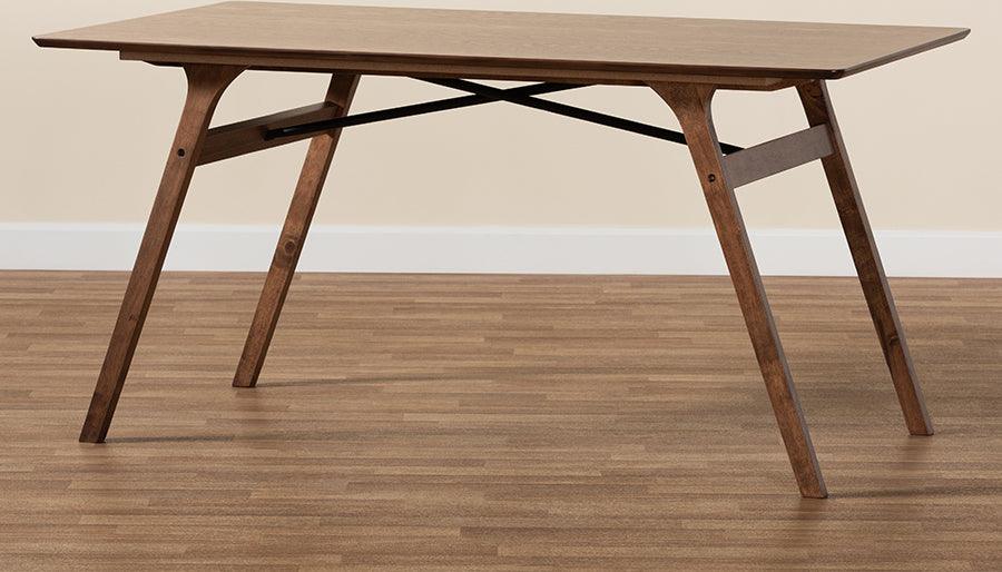 Wholesale Interiors Dining Tables - Saxton Mid-Century Modern Transitional Walnut Brown Finished Wood Dining Table